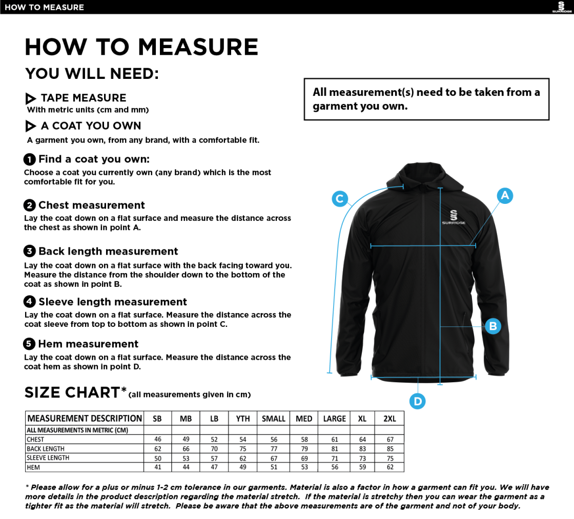 SIR TOM FINNEY FC Youth's Dual Full Zip Training Jacket : Navy - Size Guide