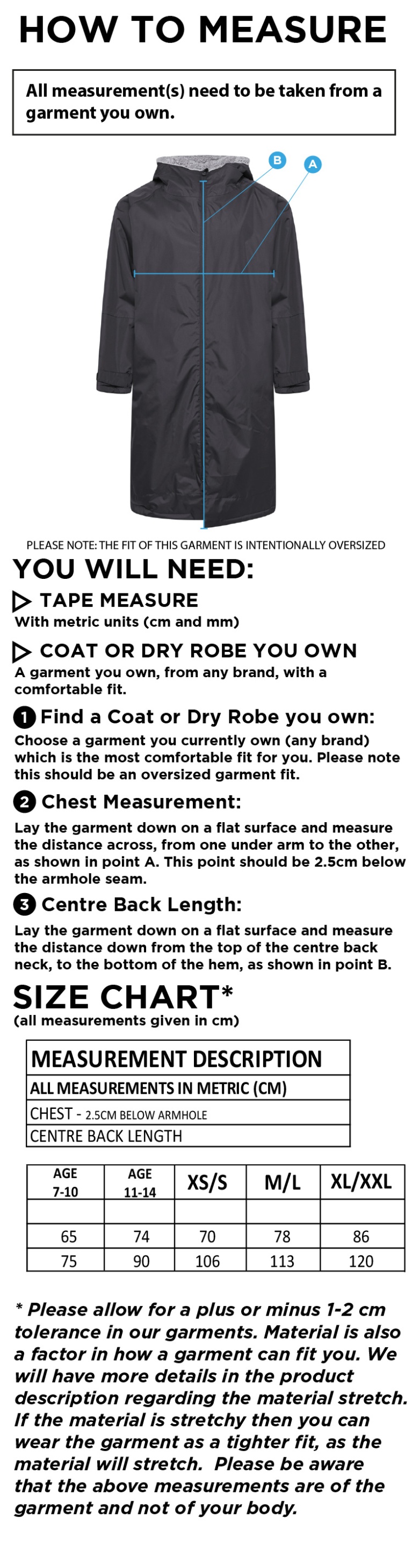 Sir Tom Finney FC - Active Thermal Fleece Robe - Unisex Fit - Size Guide