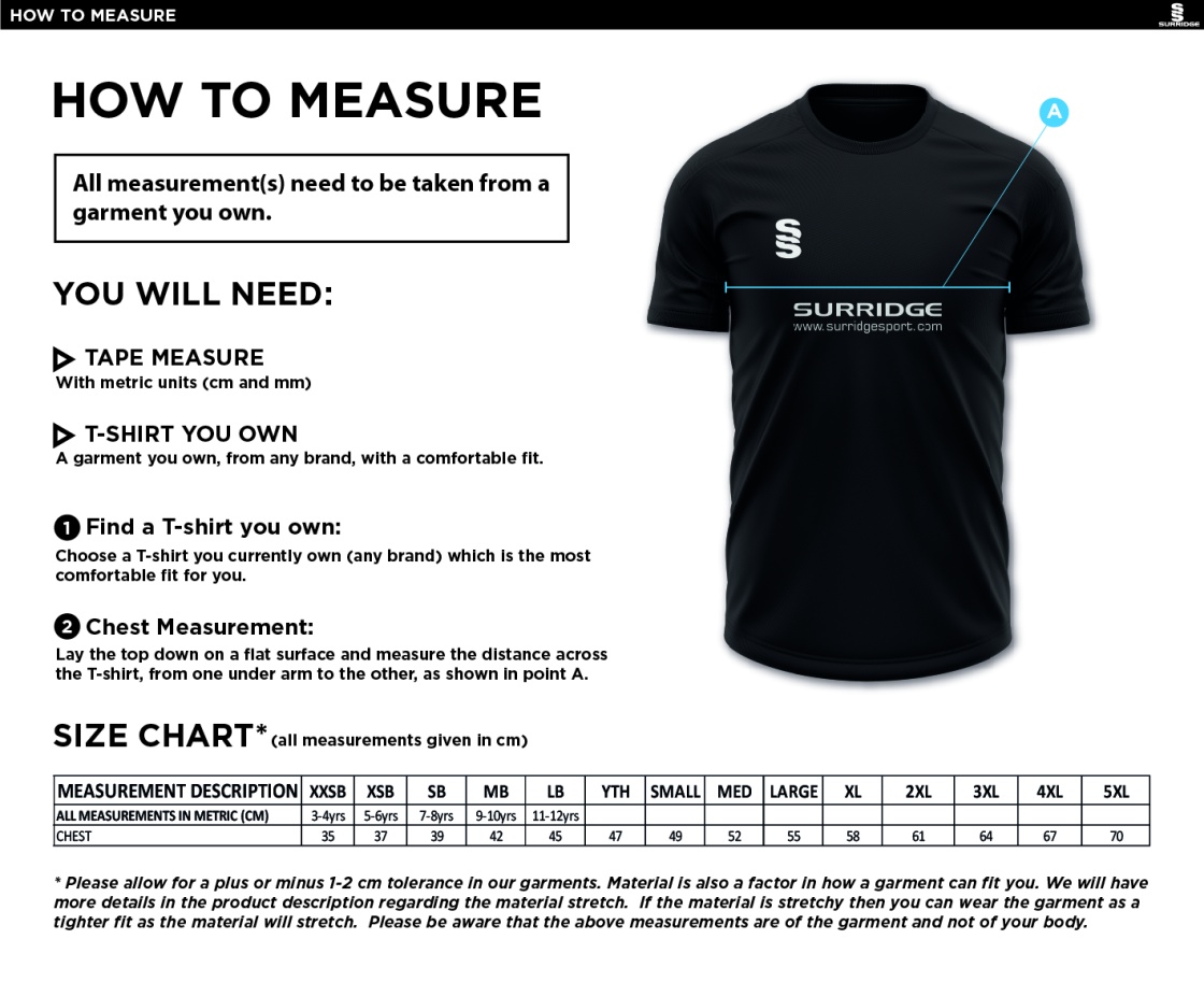 SIR TOM FINNEY FC Youth's Dual Gym T-shirt : Royal Melange - Size Guide