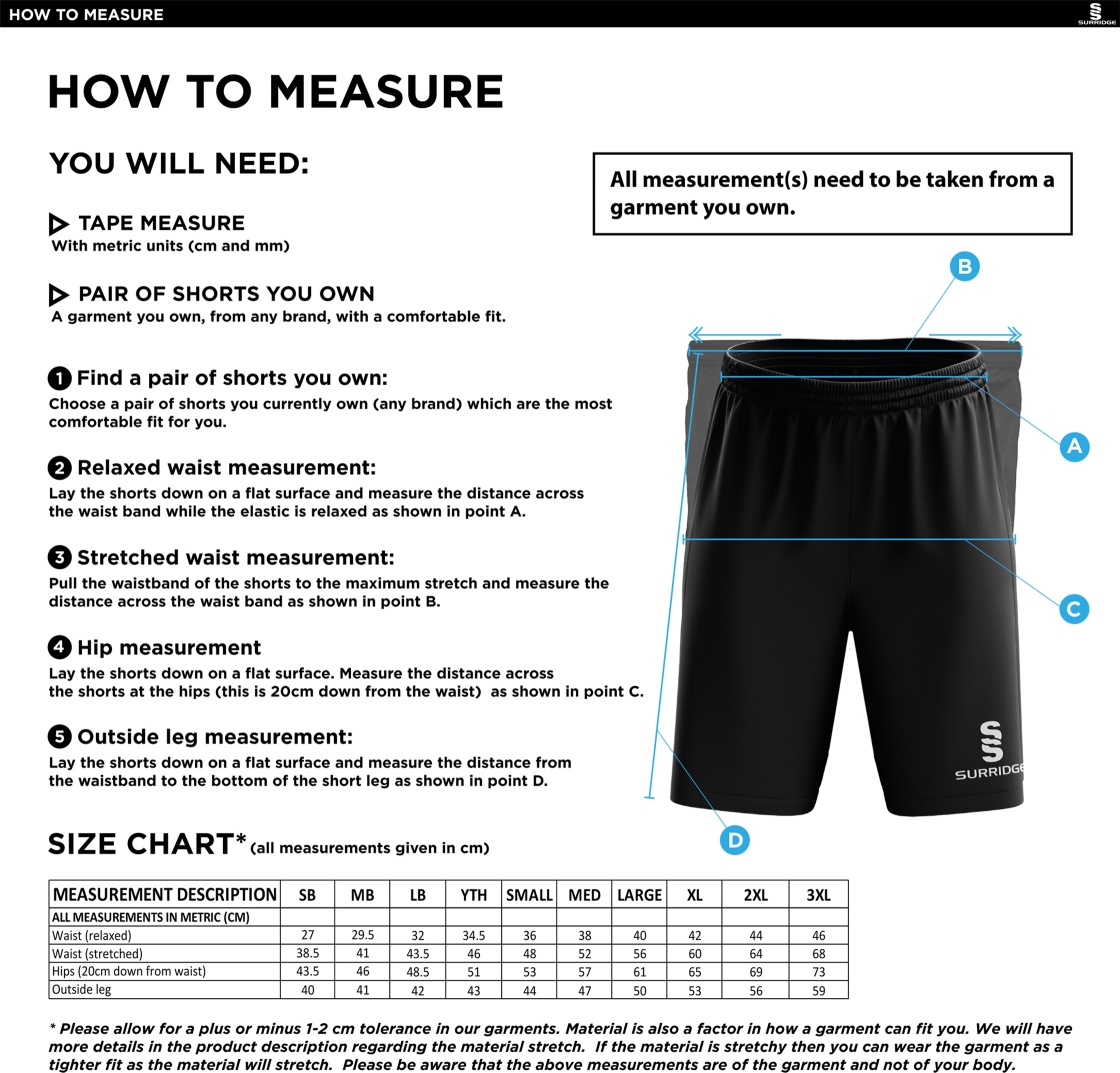 Sir Tom Finney Blade Shorts Navy - Size Guide